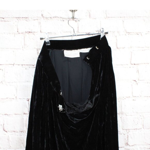 Evan-Picone Womens Black Velvet Side Hook Pleated Fully Lined Maxi Skirt - Picture 6 of 9
